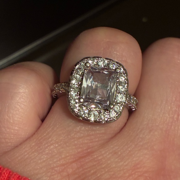 Radiant Silver and White Crystal Ring main image 0